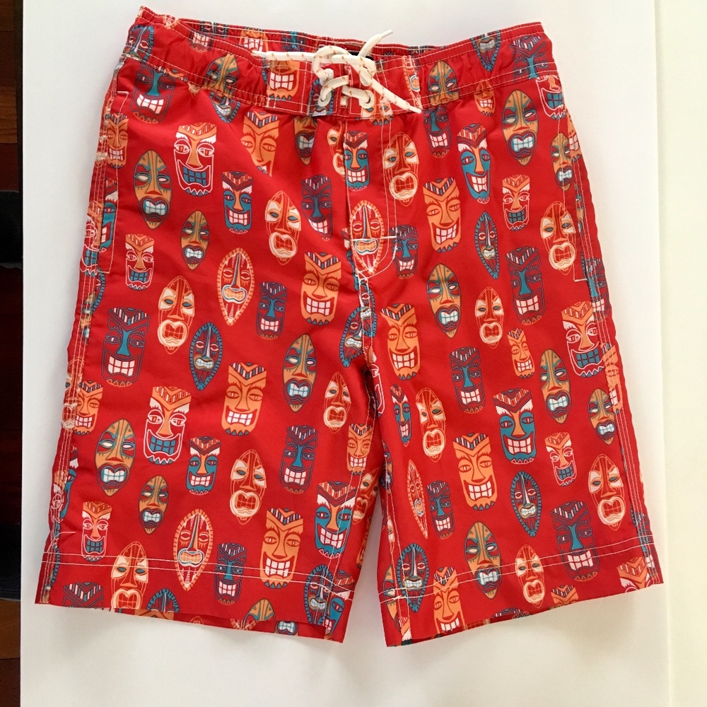 GAP KIDS Boys Tiki Red Swim Suit Board Shorts sz L